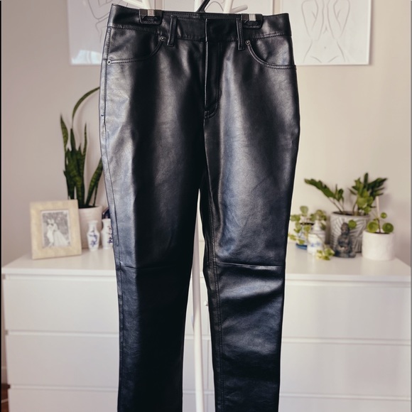 FREE PEOPLE Faux Leather Bootcut Midrise Pants - Picture 1 of 5